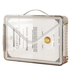 SAYEEC Clear File Storage Box Portable Project Case with Handle Plastic Storage Container with Lid Stackable Flat Storage Bin Document Magazine Protector Organizer for A4 Paper Photo Craft Scrapbook