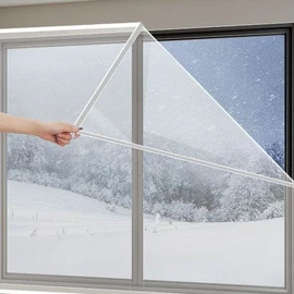 DIY Window Windproof Vinyl Velcro Snap-On Windshield Rosewood Insulation Windbreaker, 100x180 / DIY 창문 방풍 비닐 벨크로 찍찍이 부착 외풍자단 실내보온 바람막이, 100x180