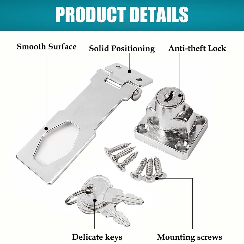 Litensh Hasp Lock Padlock Gate Latch Door Bolt Lock with
