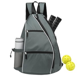SUIKIHUM Pickleball Sling Bags 32L Convertible Reversible Paddle Rackets Bag Lightweight Casual Pack for Men Women Ladies (Grey)