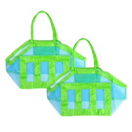 Beach Bag Beach Toy Bag Large Pack of 2 Portable Bag Sand Toy Reusable Summer Beach Bag Mesh Bag Blue Storage Bag for Children's Toys Family Holiday