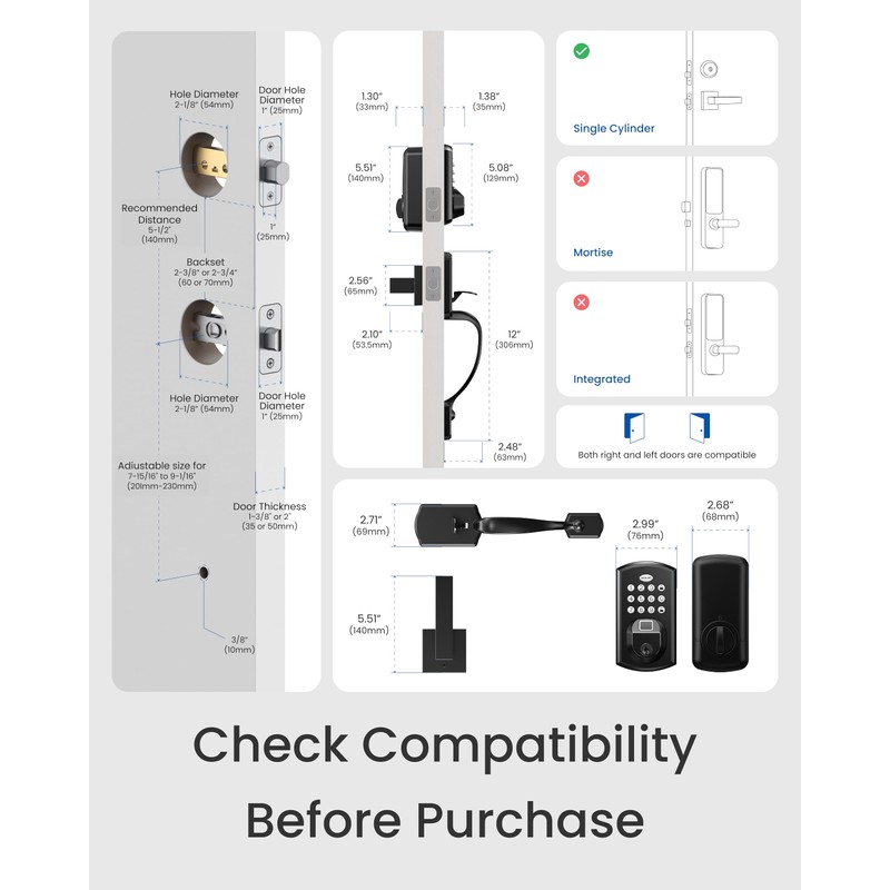 DESLOC A100F Electronic keypad Door Lock with Handle Set, Smart