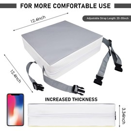 Kugooyi Booster Seat for Dining Table, Thick Waterproof Demountable Washable Non-Slip Belts Attach to Chair Heighten Pad Portable Travel Storage Kids Baby Increasing Cushion (PU Grey)