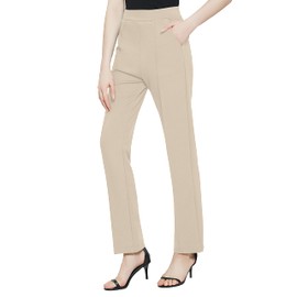 Urban CoCo Women's Yoga Dress Pants Stretchy Casual Slacks Straight Leg Work Pants with Pockets (Camel, M)
