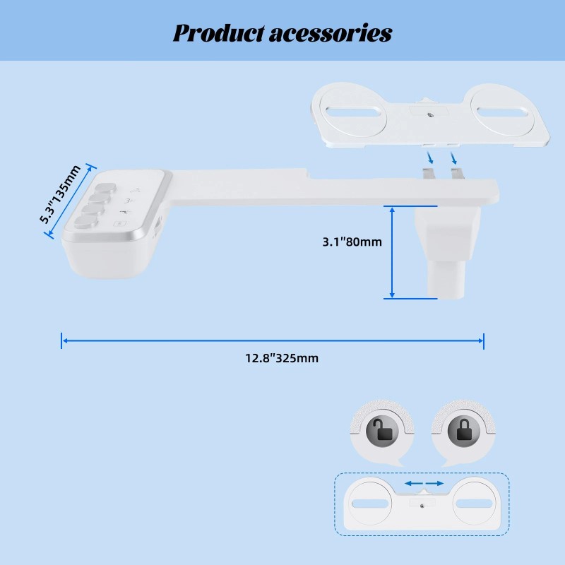Hibbent Non-Electric Mechanical Bidet Flash Water Toilet Seat Attachment Spray