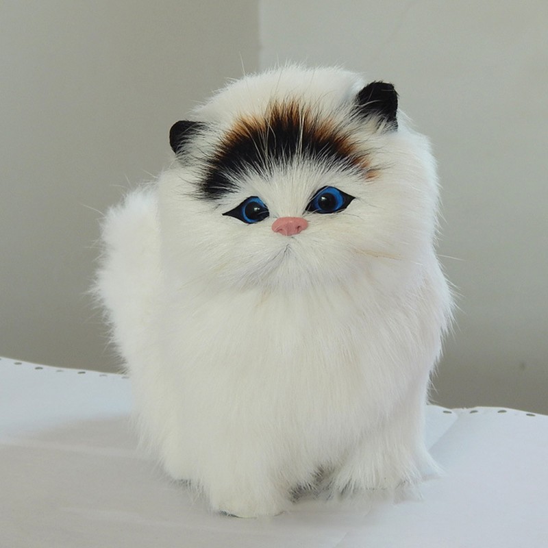 Real Sheep Hair Simulation Cat Plush Toy Electronic Pet Doll