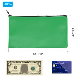 PATIKIL 11"x 6" Bank Deposit Bag, 8Pcs Money Bag Bank Bag Security Money Pouch Receipt Holder for Tickets Coin Makeup Cosmetics Bills, Green