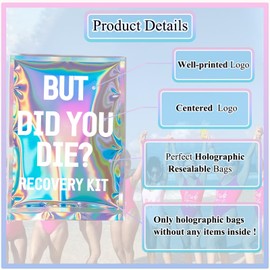 10 Pcs But Did You DI Recovery Kit Bags—Pre-Printed Holographic Resealable Bags(Without Self-Care Kits),Ideal for Bachelorette Party Favors and Birthday Hangover Kits(5" x 7")