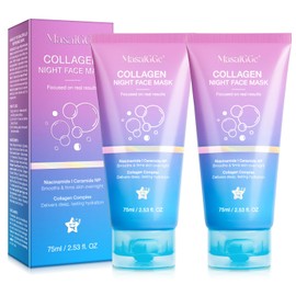 Collagen Night Wrapping Mask,Collagene Mask,Collagen Overnight Wrapping Peel Off Facial Mask,Deep Hydration,Fade Wrinkle & Improves Skin Elasticity,Reduces Sagging & Dullness for Glowing Skin (2PC)