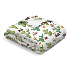 Green Cactus Sun Mountain Baby Blanket for Boys Girls Desert Cactus Tribal Flannel Super Soft Receiving Blankets Warm Swaddle Blanket Bedding Blankets Toddler Infant Newborn Nursery Crib 30x40
