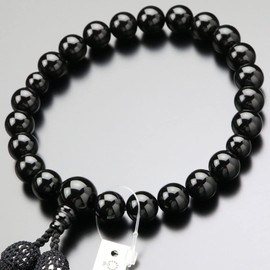 Dot Com Mala for Men, 22 Beads, Black Onyx, Pure Silk Tassel (Black) [Short Prayer Beads Kyoto Black Onyx Men's Sect Common Funeral, Funeral, Memorial Service, Black, My Prayer Beads 2000100200193]