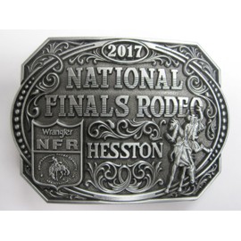Hesston 2017 National Finals Rodeo NFR Adult (4" x 3") Belt Buckle, NEW Cowboy, Wrangler, Prorodeo