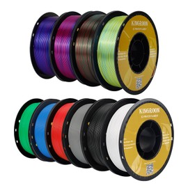 Kingroon PLA 3D Printer Filament,10 Rolls, 10kg Spool(22lbs),Single and Triple Color1.75 mm,4 Triple Color Silk PLA+6 PLA