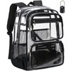 Vorspack Clear Backpack with TSA Lock, Large Clear Bookbag, Black