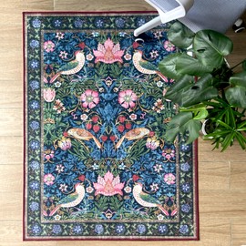 UTOKIA Office Chair Mat for Hardwood Floors - 36"x48" Vintage Farmhouse Stylish Floor Mat with Bird & Flower Design in Multi-Green, Washable Anti-Slip Fabric Desk Chair Mat for Home Office