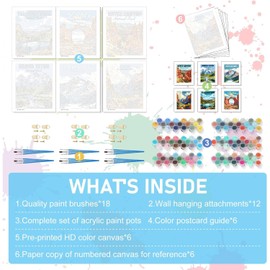 bleihum 6 Pack Paint by Numbers Kit for Adults National Park- Landscape Adult Paint by Number Kits on Canvas, DIY Acrylic Painting with Numbers Craft for Home Decor Gift 10x14 in