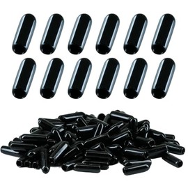 Pack of 100 Rubber End Caps Vinyl Round Tube Bolt Caps Cover Screws Screw Thread Protection Black (4 mm)