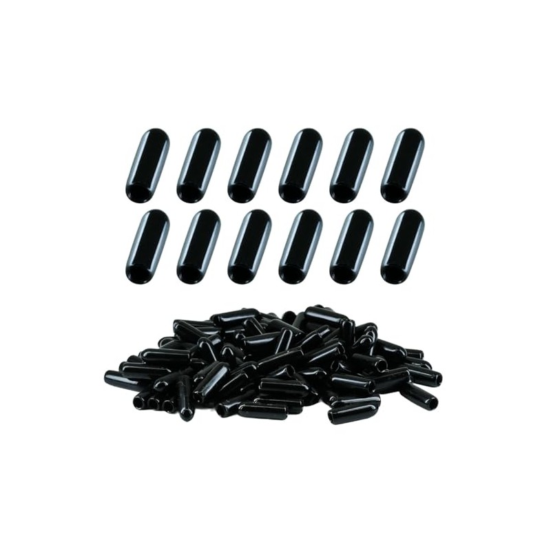 Pack of 100 Rubber End Caps Vinyl Round Tube Bolt