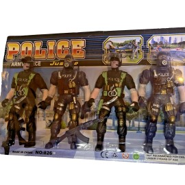 Vintage  4 Pack Toy  Police Action Figures 5 1/2” New/Sealed