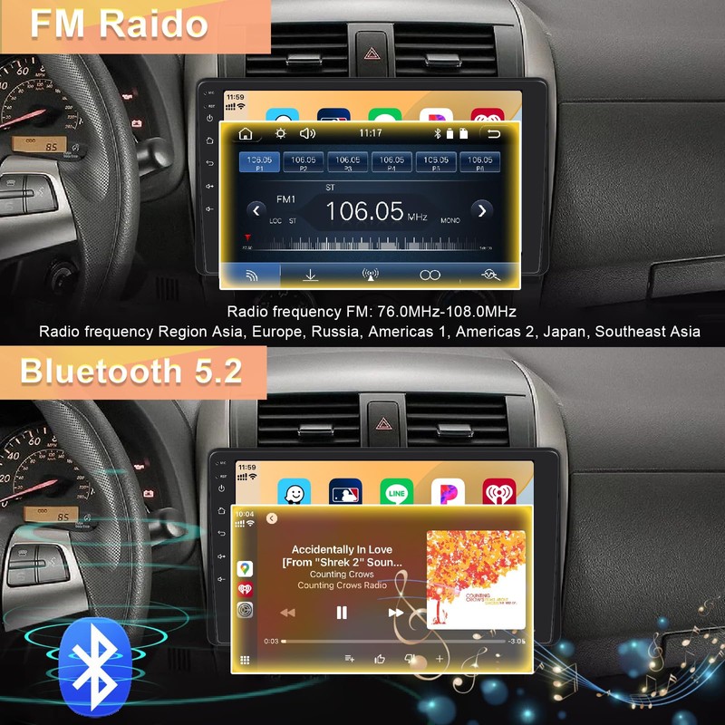 9” Single Din Car Stereo with Wireless Apple Carplay, Car