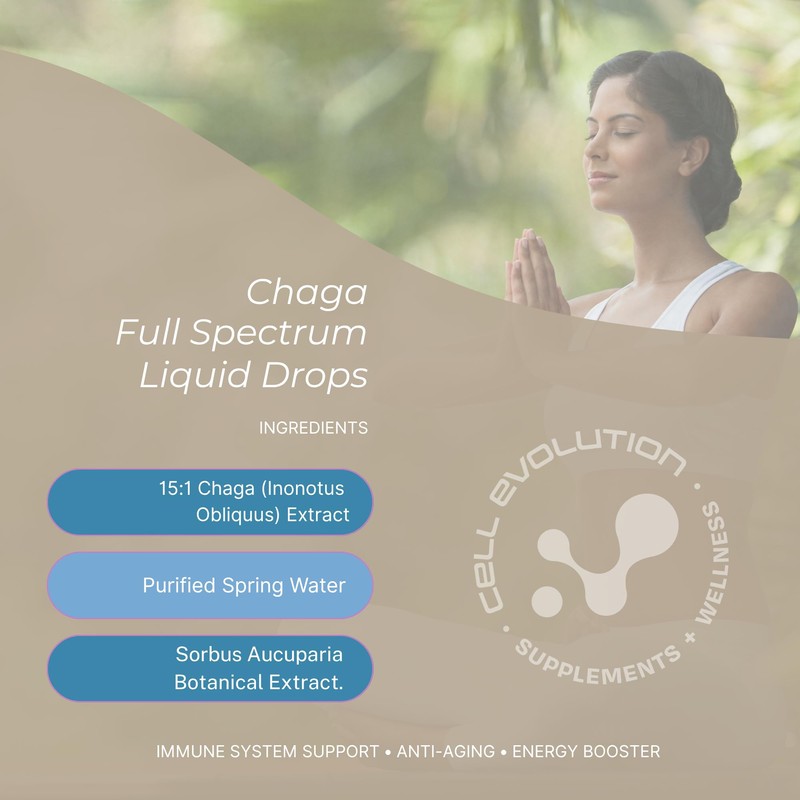 Cell Evolution Chaga Full Spectrum Liquid Mushroom Drops Supplement, Super