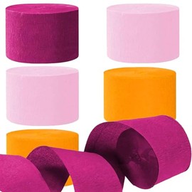 Crepe Ribbons Pink Light Pink Orange 4.5 cm x 25 m 6 Rolls Crepe Paper Party Crepe Streamer Streamers Decorations Pink Light Pink Orange