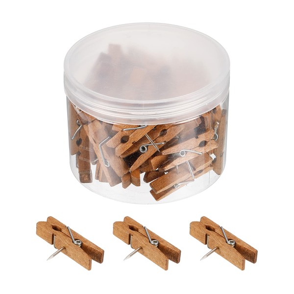 PATIKIL Wooden Push Pins, 50 Pack Thumb Tacks Decorative Wood