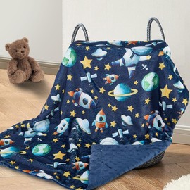 Space Baby Blanket for Boys Girls Soft Fleece Minky Blanket with Dotted Backing Double Layer Newborn Toddler Blankie for Nursery Stroller Crib Gift to Son Nephew Grandson 26.5 * 40 Inches