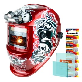 TRQWH Flaming Skull Welding Helmet with Auto Darkening and Adjustable Headgear