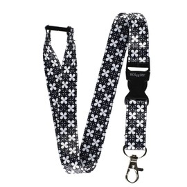 ROLSELEY Fashion Lanyard neck strap In Black & White with metal clip Clover