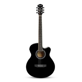 Kadence Frontier Series Acoustic Electric Guitar - Spruce Wood Finish Electric Acoustic Guitar (Black EQ) - Electro Acoustic Guitars with Strings, Strap, Pickup and Bag - Semi Acoustic Guitar