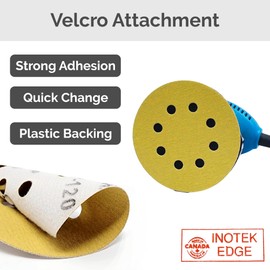 INOTEK EDGE 60pcs Sandpaper 5 Inch Abrasive Sheets 8 Hole (Gold Series) Aluminium Oxide Hook and Loop Sanding Discs, No Swirl Marks, General-Purpose Sanding Tasks on Wood & Metal, Papier Sablé