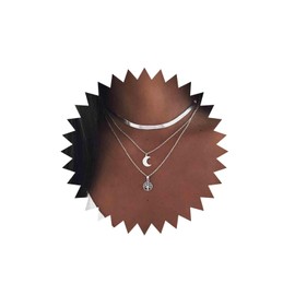 Sttiafay Boho Multilayer Disc Moon Pendant Necklace Clavicle Collar Snake Chain Necklace Set Jewelry for Women Teen Girls, Pearl Metal