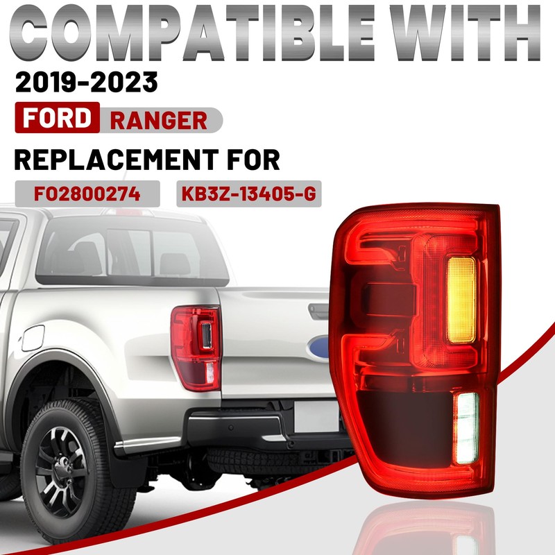 HECASA LED Tail Lights Assembly Compatible with 2019-2023 Ford Ranger
