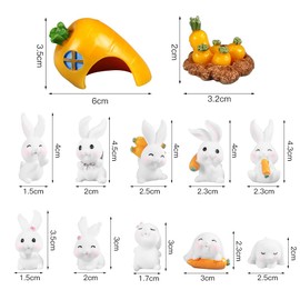 Pack of 12 Miniature Rabbit Figures, Easter Bunny, Mini Resin Rabbit Easter Decoration, Decorative Figures for Easter Decoration, Easter Decoration, Small Gift for Children, Fairy Garden, Landscape,
