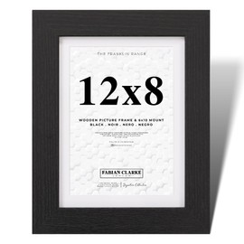 Fabian Clarke London® Picture Photo Frame Black 12x8 with White 10x6 Mount to Hang Portrait or Landscape