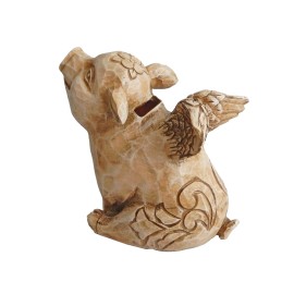 Unbranded Polyresin Angel Wings Flying Pig Piggy Bank Shelf Sitter Figurine Carved Look 5"