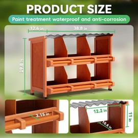 POOAMY 2-Tier Chicken Nesting Box, 6 Compartment Wooden Nesting Box for Chickens with Waterproof Roof, Non-Slip Stable Base, Heavy Duty Chicken Laying Boxes for Hens, Duck, Poultry, Bird, Orange