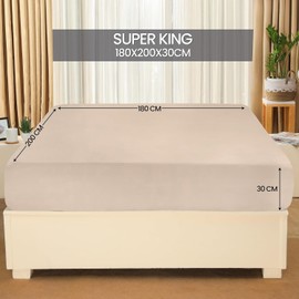 Utopia Bedding - Spannbettlaken 180x200cm Bis 30 cm - Beige - Gebürstete Mikrofaser Spannbetttuch - Oeko Tex Standard 100