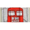 London Bus Souvenir Tea Towel Red Routemaster Cartoon Sketch White