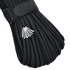 PSKOOK 550 Paracord/Parachute Cord, 1/6 Inch x 100 Ft Nylon Rope, 10-Strand Core Tactical Paracord, Black Rope