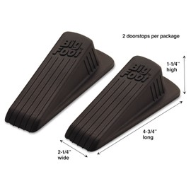 Master Caster Big Foot Doorstop, No Slip Rubber Wedge, 2.25w X 4.75d X 1.25h, Brown, 2/pack