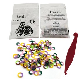 SNAWOP Orthodontic Elastic Rubber Band 3/16" Neon 200PCS Heavy 4.5 Ounce Intraoral Teeth Brace Bands with Placer Hook