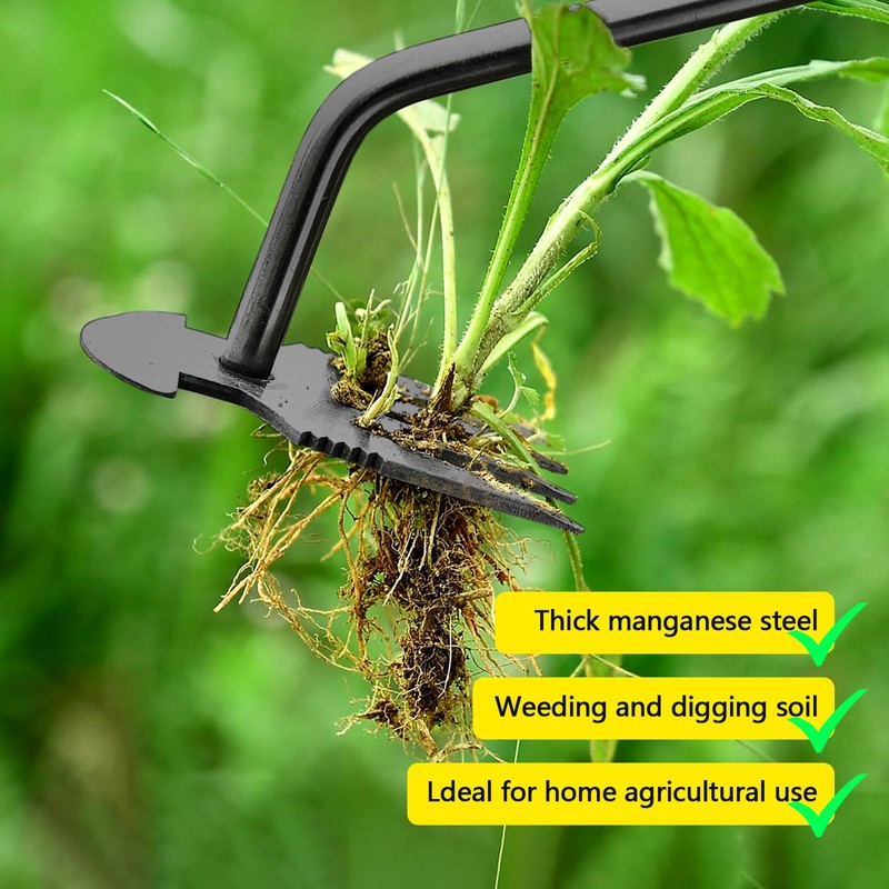MENGLIHUALUO Weed Puller Tool 2 pcs 4 Tine Stainless Steel