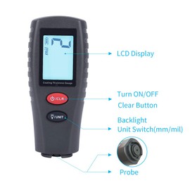 Paint Thickness Gauge | Digital Meter for Automotive Coating Thickness Gauge Tester | High Contrast Backlight LCD | Resolution 2mils | Auto Power Off | Auto Digital Calibration Data Hold Mini Size