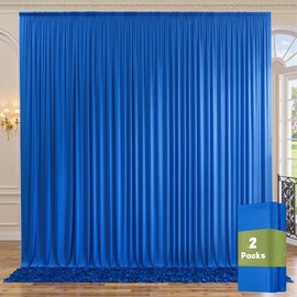10ft x 10ft Wrinkle Free Royal Blue Backdrop Curtain for Parties, 2 Panels 5x10ft Silky Polyester Blue Photo Backdrop Drapes for Weddings Birthday Party Photography Background