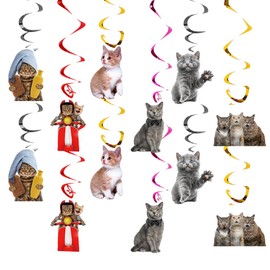 24pcs cat Hanging Swirls Ceiling Streamers Decorations,cat Party Decoration cat Baby Shower Supplies, Suitable for cat Party Decoration Supplies (Grizzly)