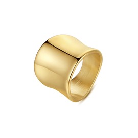18K Gold Plated Rings for Women Vintage Wide Thumb Band Rings Minimalist Big Chunky Ring for Women Men Size 7 (style1, 7)