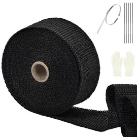 SOMLAW Heat Protection Tape, 5 m, Basalt Fibre Heat Protection Tape, Exhaust with 5 Cable Ties and Gloves, Insulated Exhaust Tape, for Motorcycle Manifold, Manifold Tape, Thermal Tape (Black)