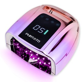 Purtato Purtato Professional Rechargeable 96W UV LED Portable Cordless UV Light for Nail Lamp Machine with Removable Stainless Steel Bottom,4 Timer Setting and Smart Sensor Nail Dryer (Gradient Purple)
